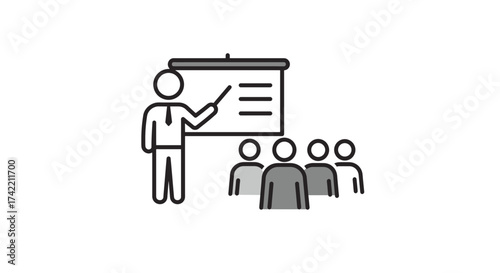 Instructor giving a presentation to an audience in a learning environment.