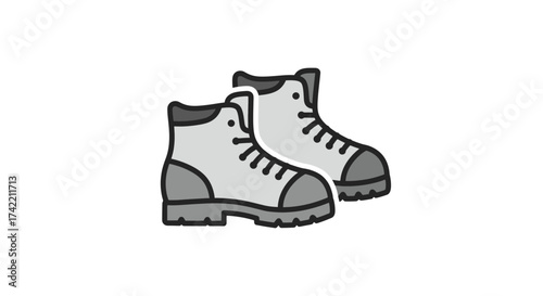 Hiking Boots Icon Illustration for Outdoor Adventures and Trekking.