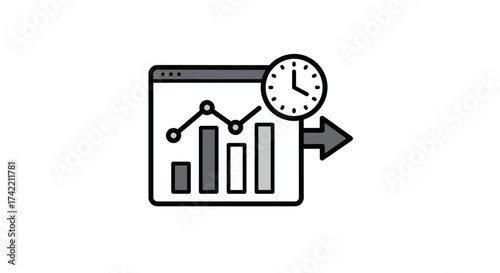 Timebased data analysis and business performance tracking icon.