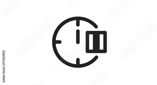 Time pause icon clock with pause symbol temporary stop break time management.
