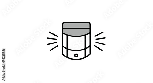 Motion sensor security alarm system detector icon for smart home technology.