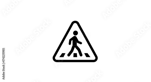 Pedestrian crossing warning sign for road safety and traffic awareness.