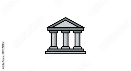 Classical Building Icon with Columns and Pediment.