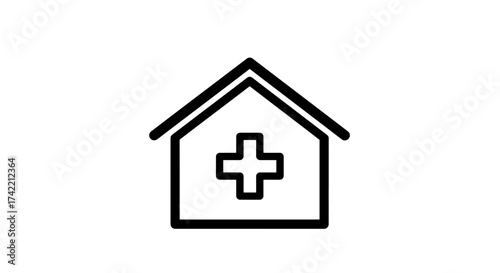 Simple outline icon of a hospital or medical building.