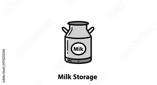 Traditional Milk Can Storage Container Icon Illustration.