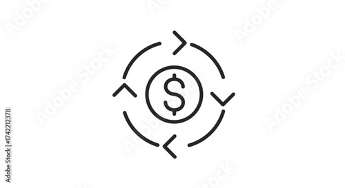 Financial Cycle Icon Representing Money Flow and Economic Circulation.