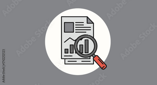 Data Analysis Report with Magnifying Glass Icon for Business Review.
