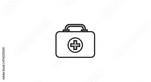 First Aid Kit Icon Medical Emergency Healthcare Assistance Symbol.