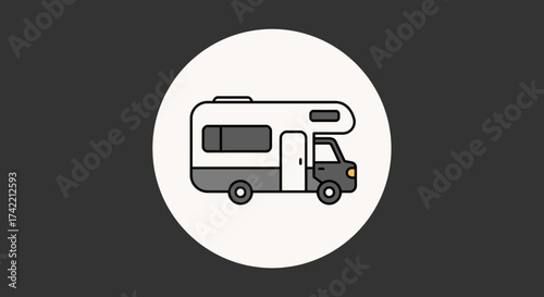 Simple illustration of a recreational vehicle or camper van for travel and adventure.