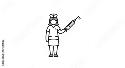 Nurse with Syringe Icon Illustration for Medical and Healthcare Concepts.