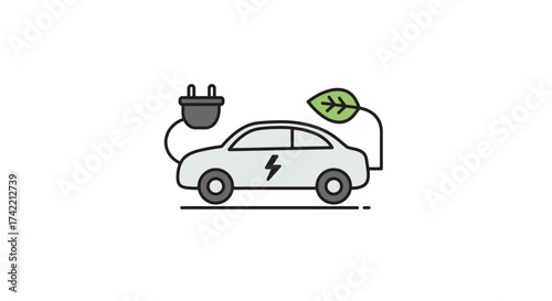 Electric car charging with green energy concept illustration 1.