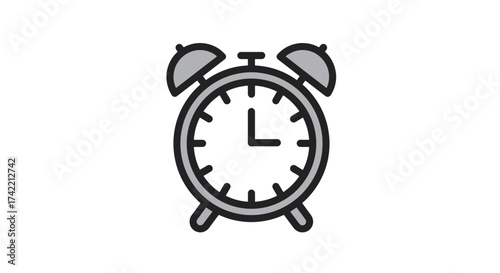 Simple alarm clock icon illustration for time management concept.