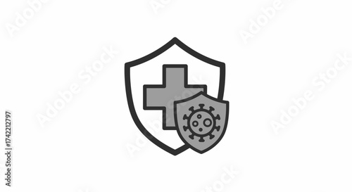 Medical shield protecting against coronavirus pandemic icon illustration.