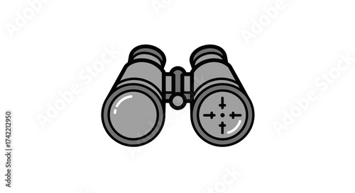 Binoculars with Target Crosshair Icon for Observation and Aiming.
