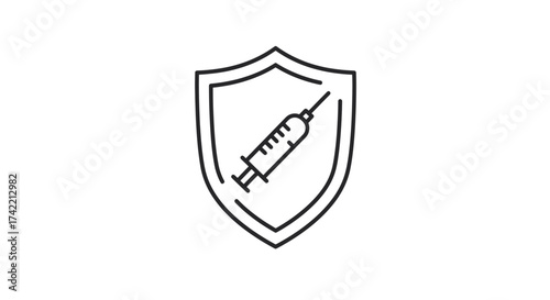 Vaccine Protection Shield Icon Medical Immunity Symbol.