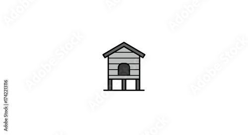 Simple Cartoon Birdhouse or Elevated Hut Illustration.