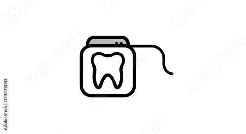 Dental Floss Icon for Oral Hygiene and Tooth Care.