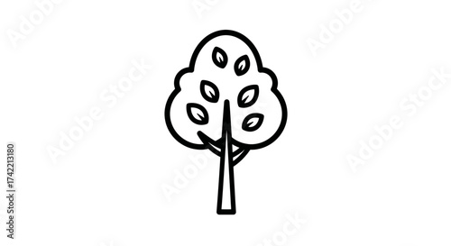 Simple line art tree icon representing nature and growth.