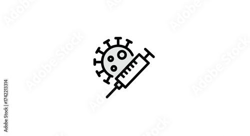 Coronavirus vaccine syringe icon for medical treatment and prevention.