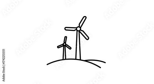 Wind Turbines Generating Clean Energy on a Hill Representing Renewable Power.