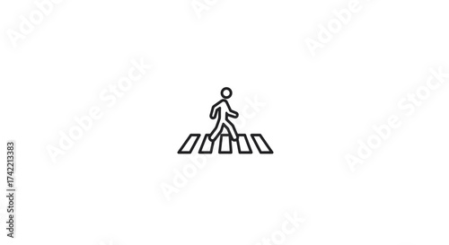 Pedestrian walking on crosswalk safety icon symbol for road traffic.