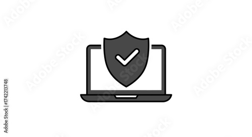 Free Download Laptop security shield with checkmark icon for digital protection. - GFXLoad
