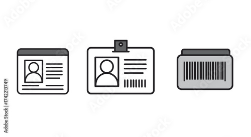 Identity and Barcode Icons Set for Digital Identification and Data Management.