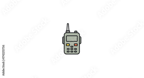 Cartoon walkie talkie illustration two way radio communication device.