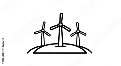 Wind Turbines Icon Renewable Energy Sustainable Power Generation Outline.