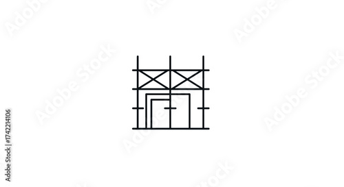 Minimalist Scaffolding Structure Icon Vector Illustration for Construction Design.