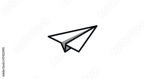 Simple paper airplane icon illustration representing communication and travel.