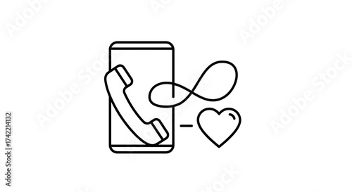 Long distance love call concept with smartphone infinity and heart icon.