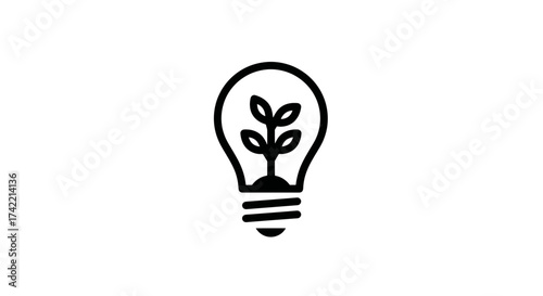 Ecofriendly light bulb with growing plant symbolizing green energy and sustainable ideas.