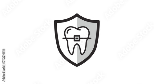 Dental Braces Protection Shield Icon for Orthodontic Health.