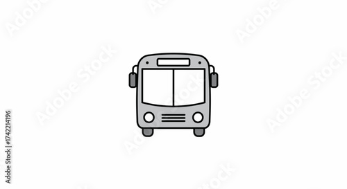 Simple front view bus icon illustration for public transportation design.