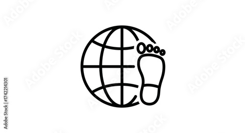 Global carbon footprint icon representing environmental impact and sustainability.