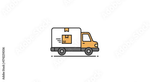 Flat design delivery truck icon representing fast shipping service.