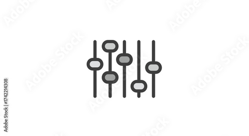 Audio mixer equalizer control panel icon with adjustable faders for sound settings.