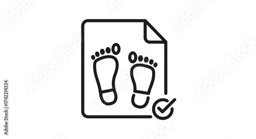 Footprint Analysis Document with Verification Checkmark Icon for Biometric Data.