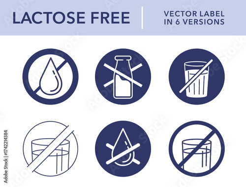 Lactose Free - vector label in 6 different versions
