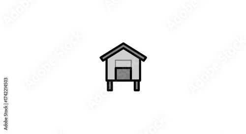 Minimalist Chicken Coop Icon Vector Illustration for Farm and Agriculture Design.