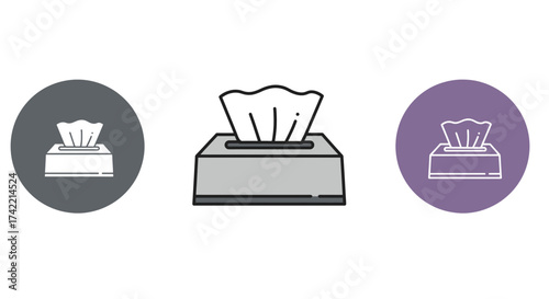 Tissue Box Icon Set for Hygiene and Health.