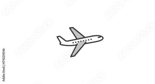 Simple airplane icon illustration representing air travel and aviation.