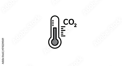 Carbon Dioxide Thermometer Global Warming Climate Change Icon.