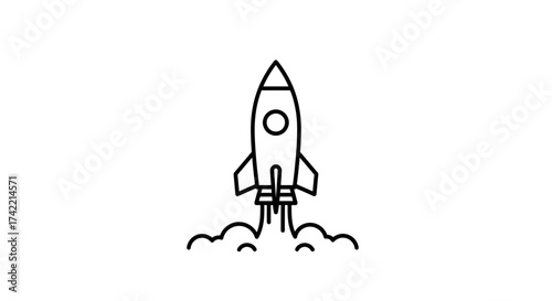 Outline rocket launch icon symbolizing startup innovation and business growth.