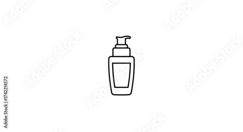 Simple line art pump bottle icon for cosmetic and hygiene products.