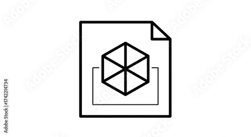 3D file document icon representing digital data and technology.