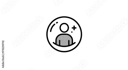 Add user profile icon in a circle with a plus sign.