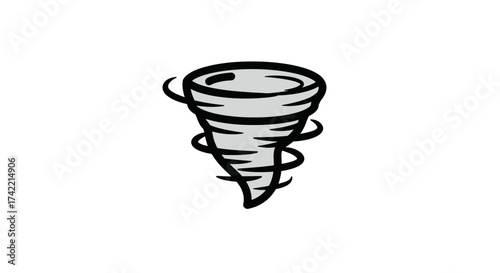 Dynamic stylized cartoon tornado whirlwind graphic icon illustration.