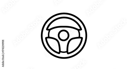 Simple car steering wheel outline icon for driving and automotive concepts.
